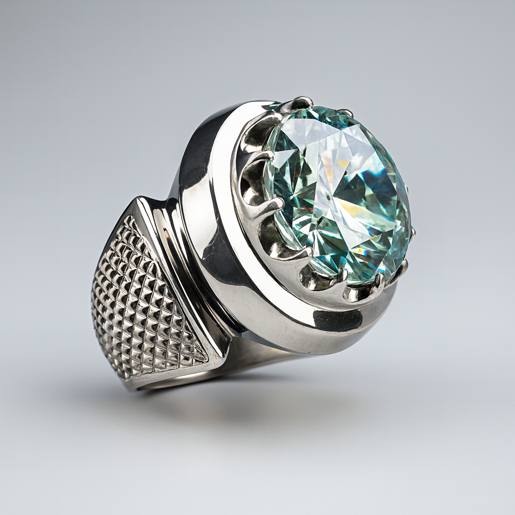 Luxury Silver Ring with Brilliant Aquamarine Gemstone – Bold & Elegant Design